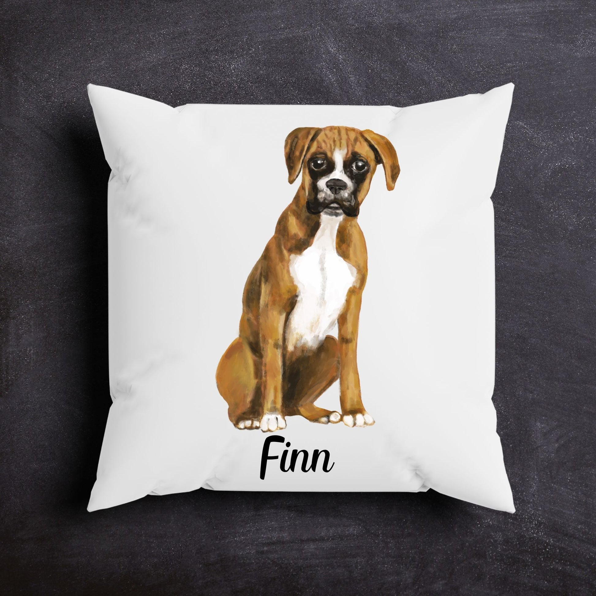 Boxer Dog Pillow Brown and White Dog Lovers Gift - MerikaArt