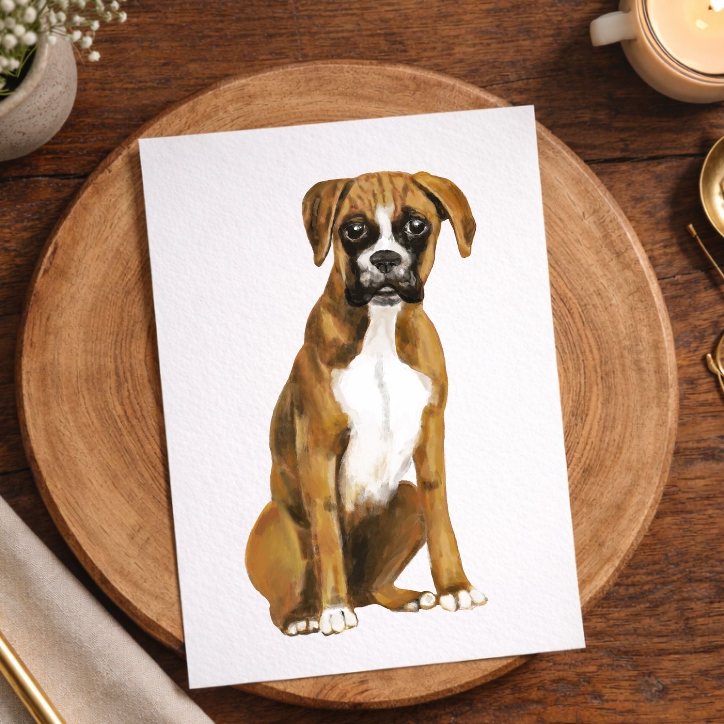 Boxer Dog Postcard - MerikaArt