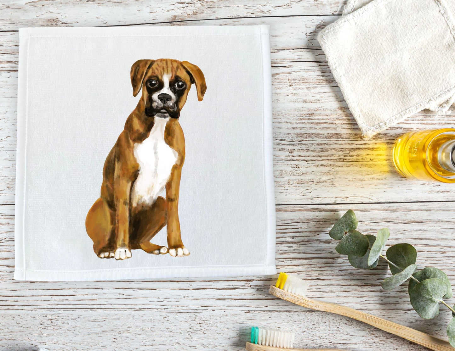 Boxer Dog Washcloth - MerikaArt