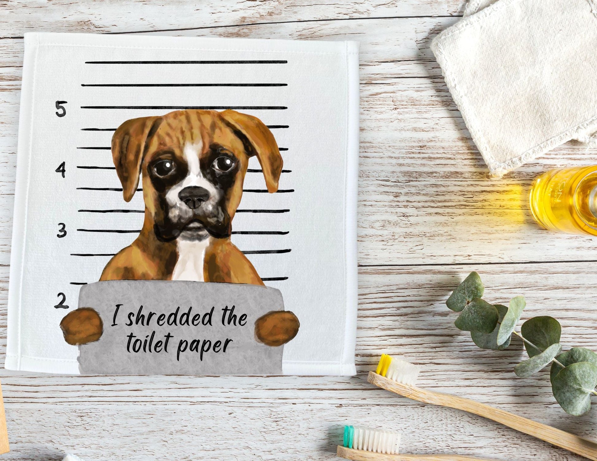 Boxer Dog Washcloth - MerikaArt