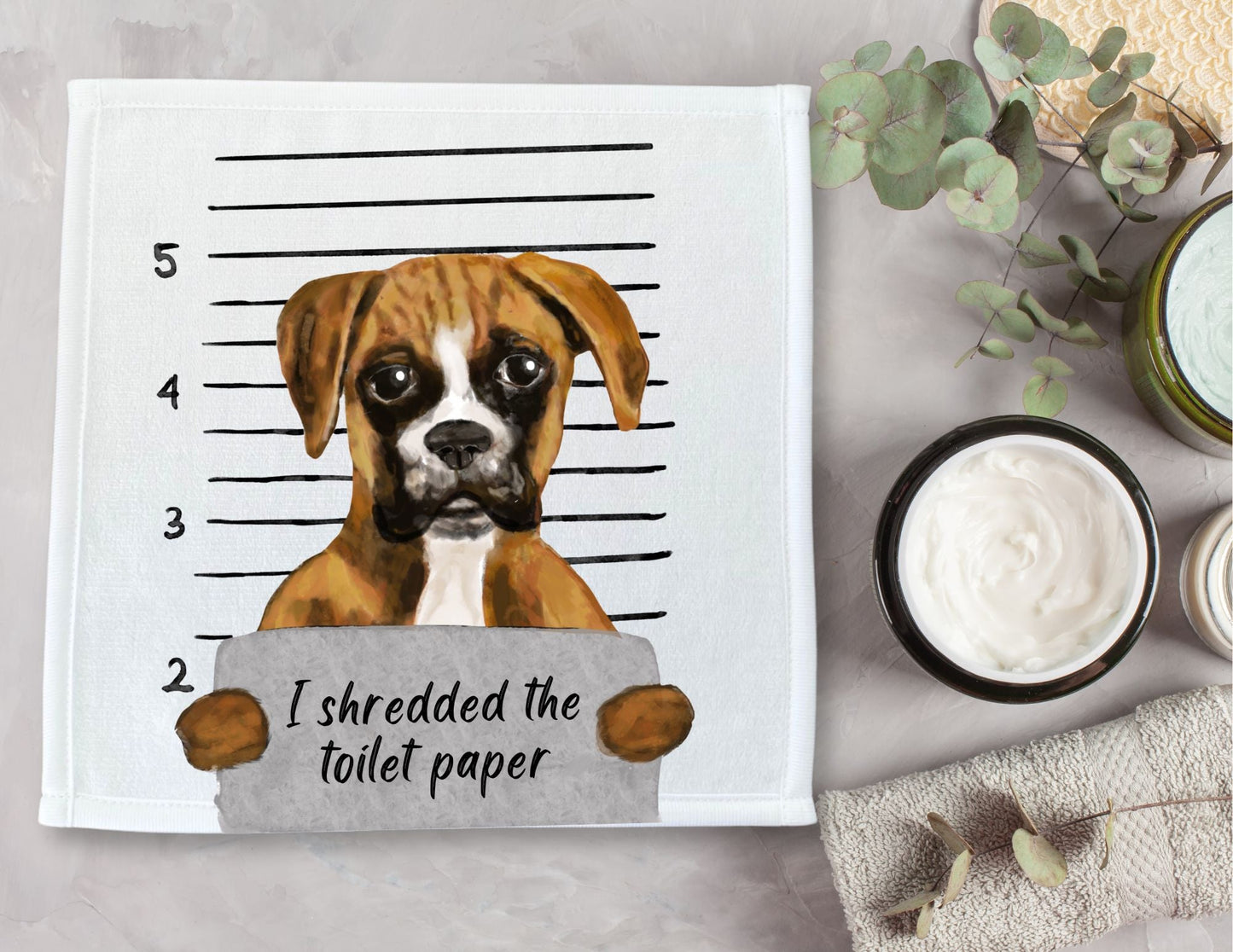 Boxer Dog Washcloth - MerikaArt