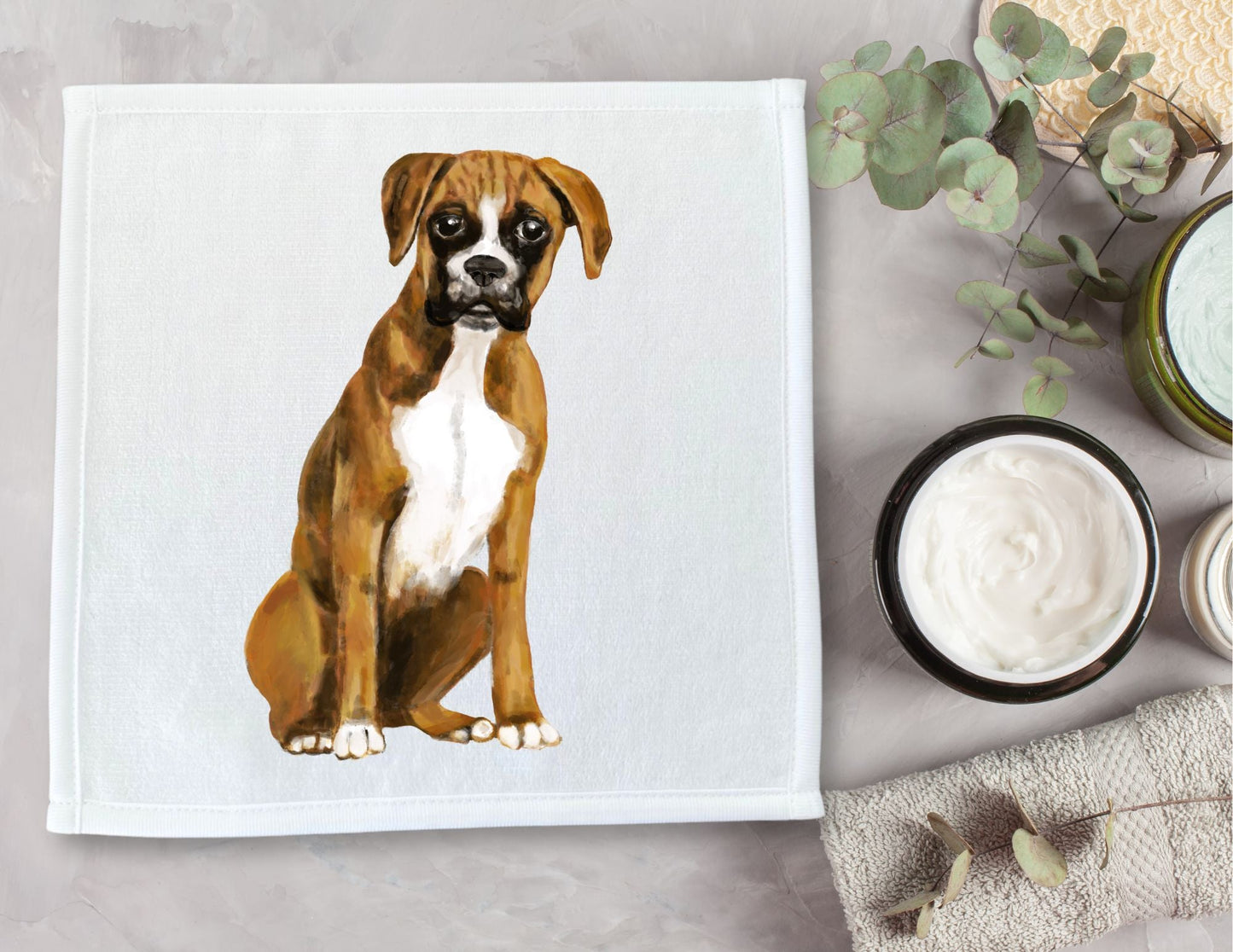 Boxer Dog Washcloth - MerikaArt