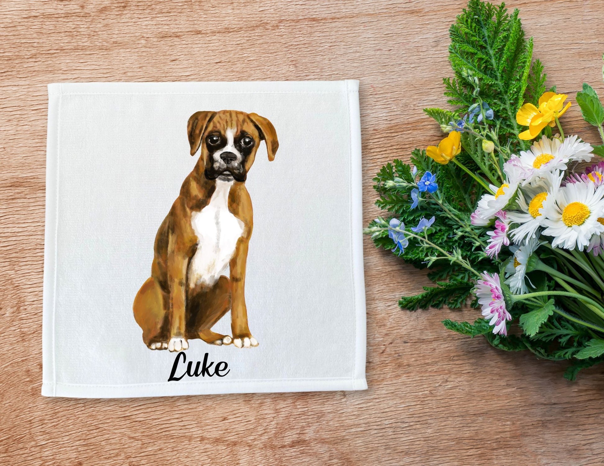 Boxer Dog Washcloth - MerikaArt