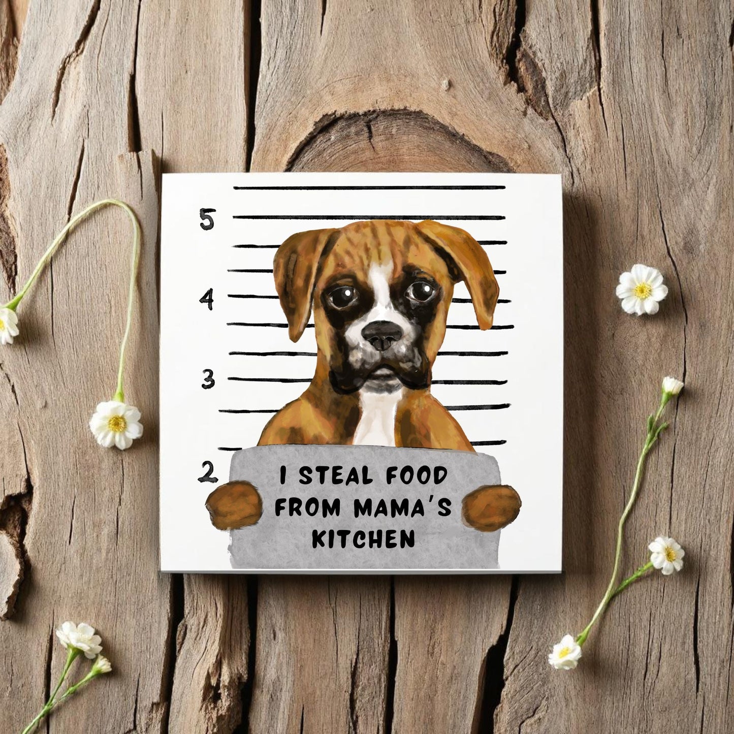 Boxer Mugshot Ceramic Tile - MerikaArt