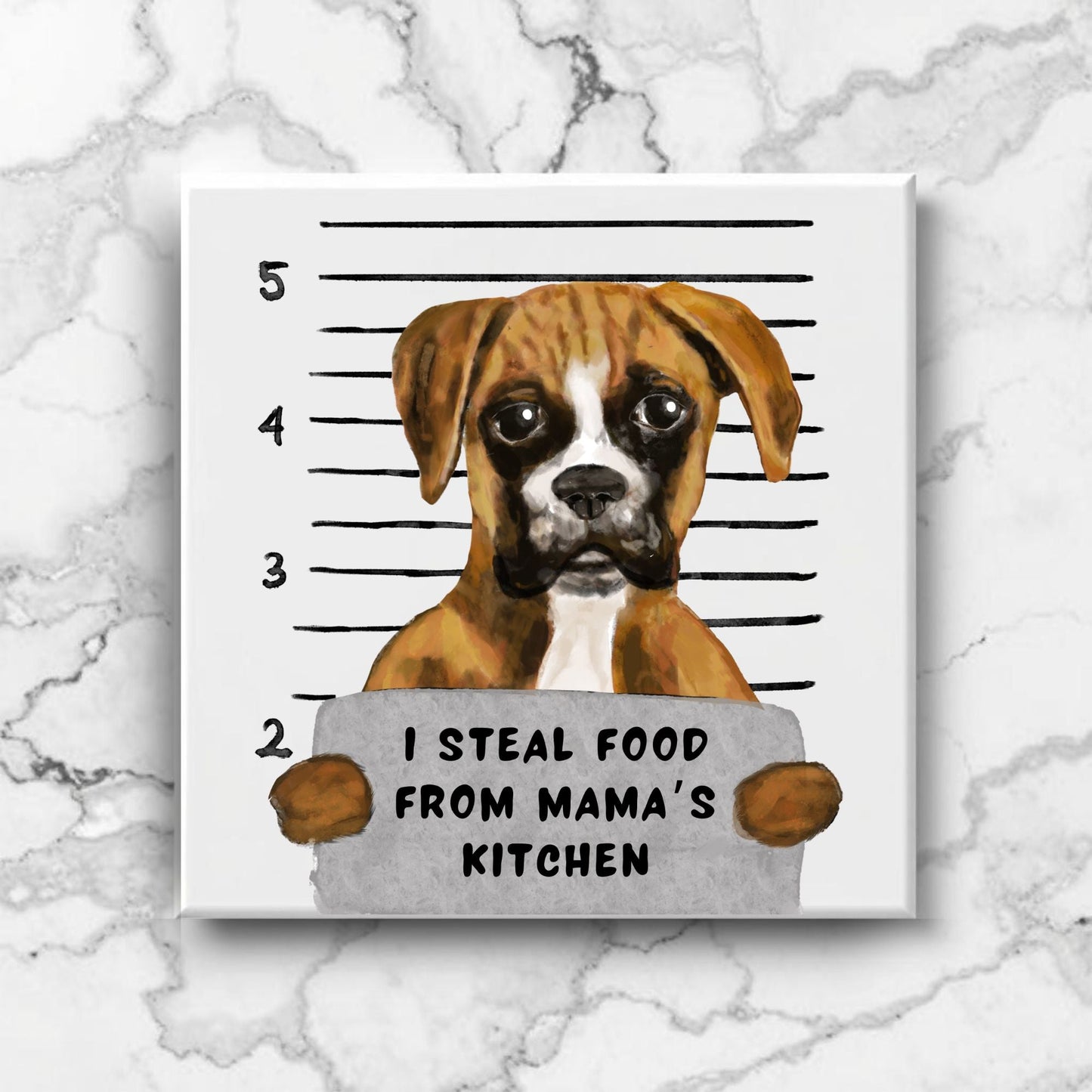 Boxer Mugshot Ceramic Tile - MerikaArt