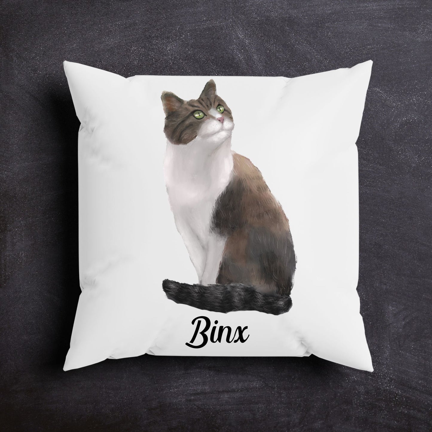 Brown and White Cat Pillow - MerikaArt