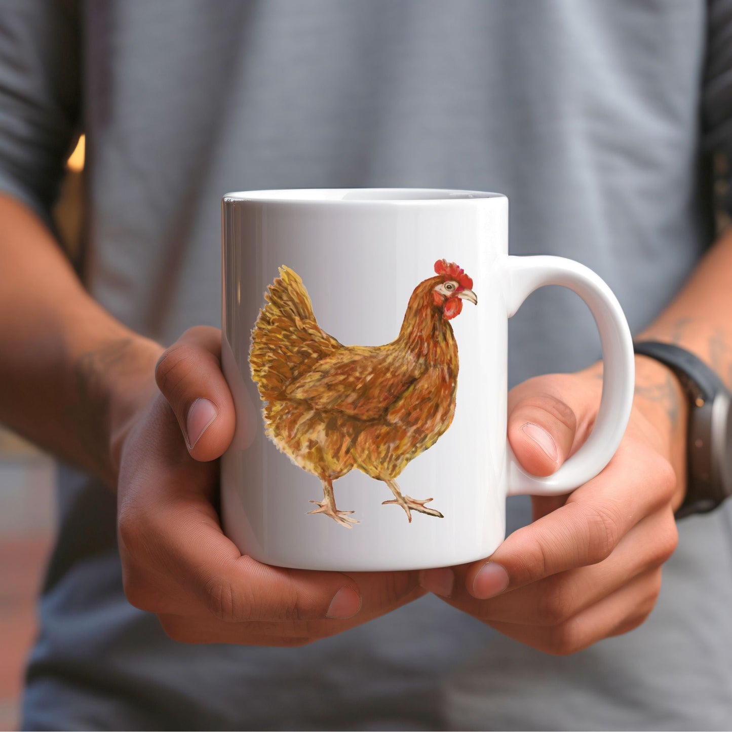 Brown Chicken Mug - MerikaArt