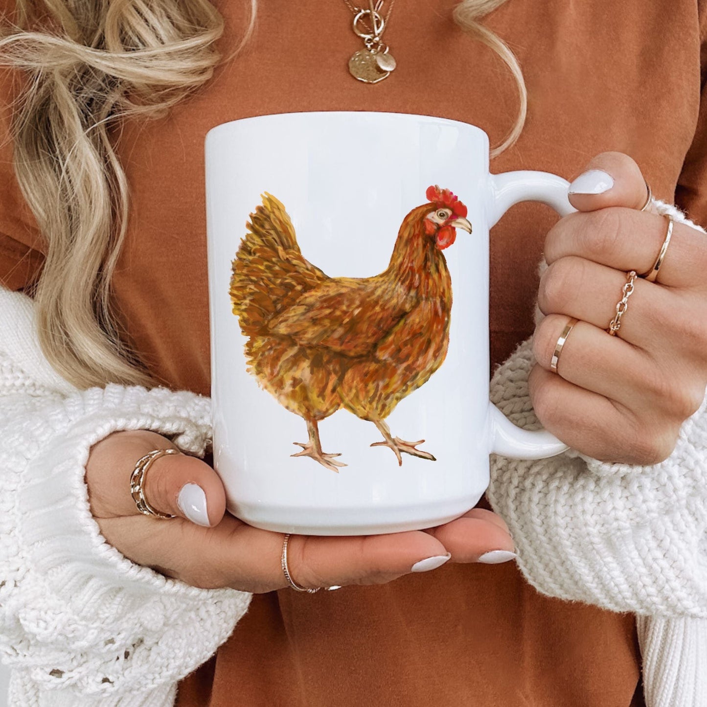 Brown Chicken Mug - MerikaArt