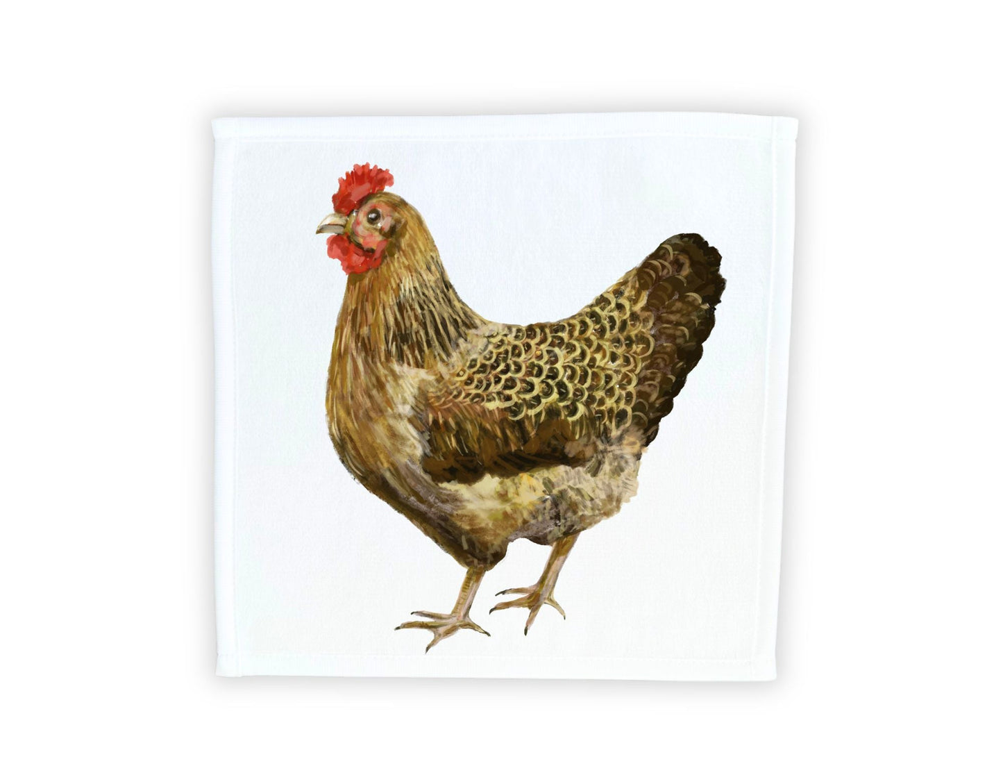 Brown Chicken Washcloth - MerikaArt