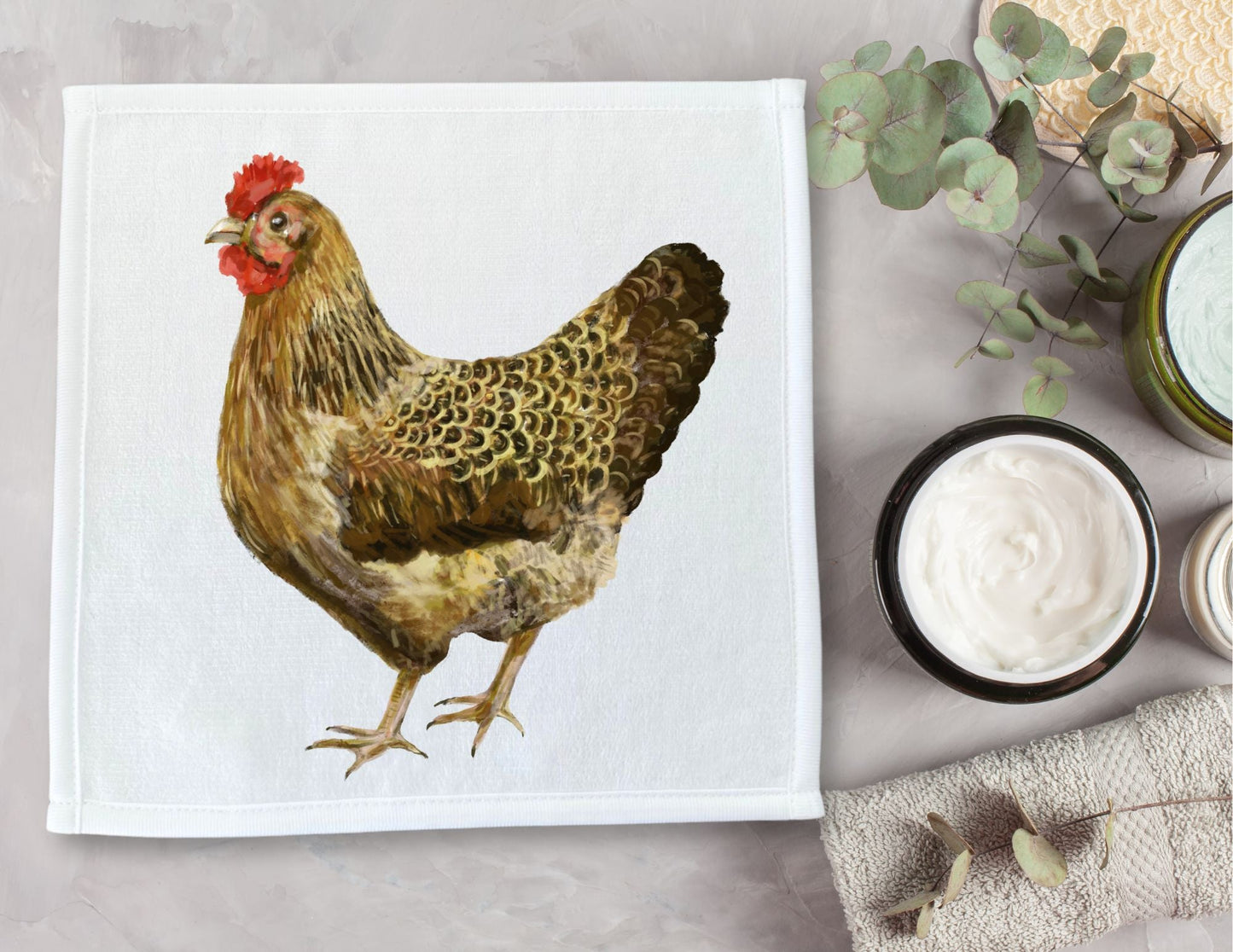 Brown Chicken Washcloth - MerikaArt