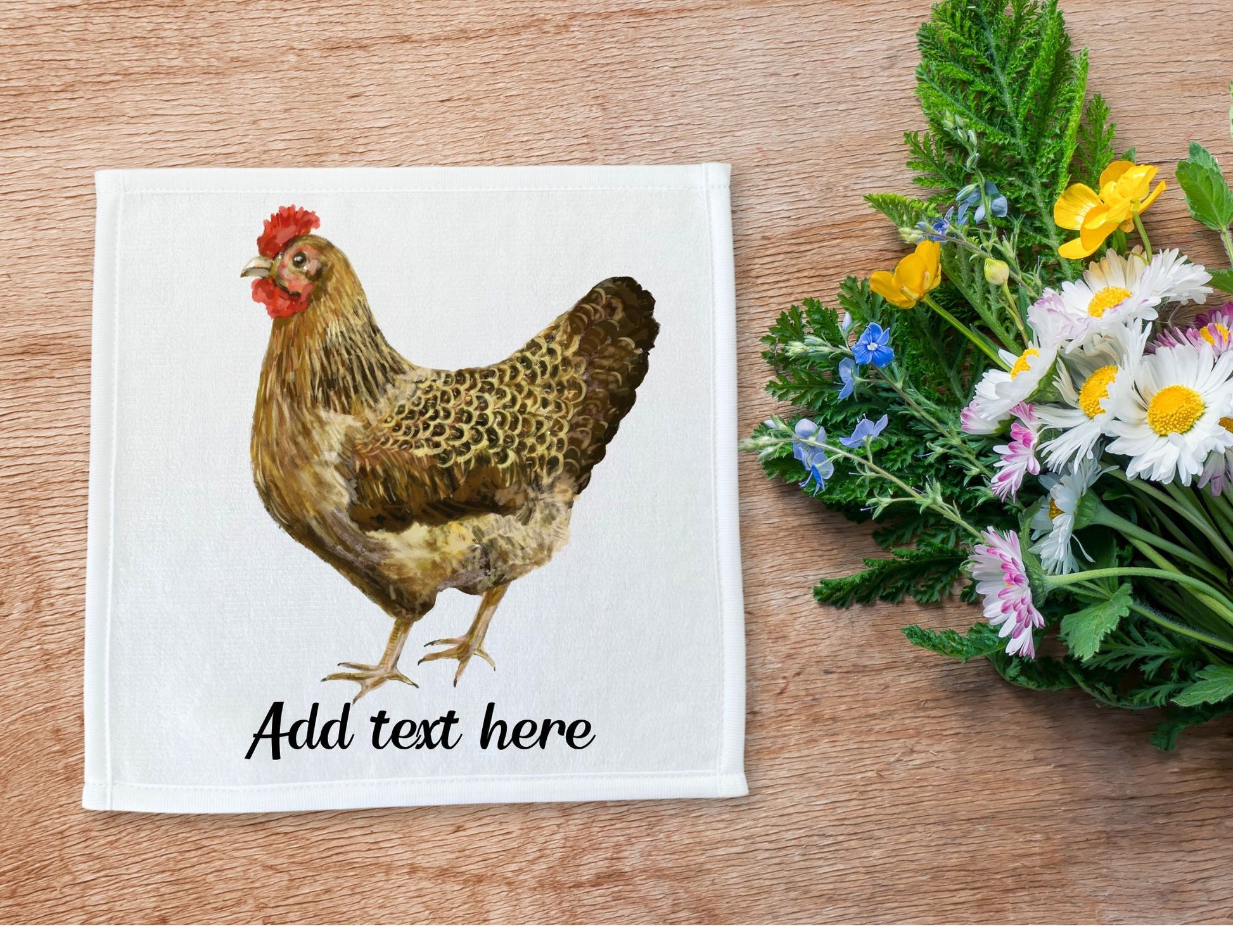 Brown Chicken Washcloth - MerikaArt