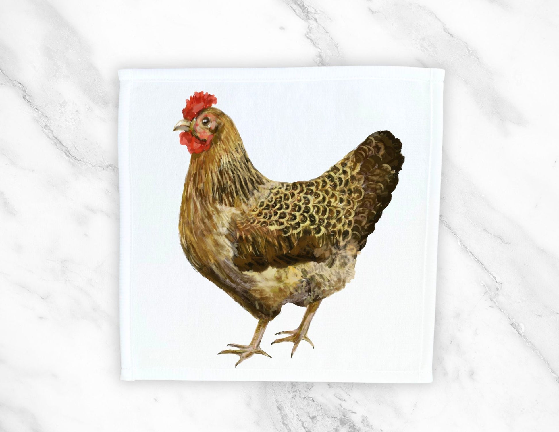 Brown Chicken Washcloth - MerikaArt