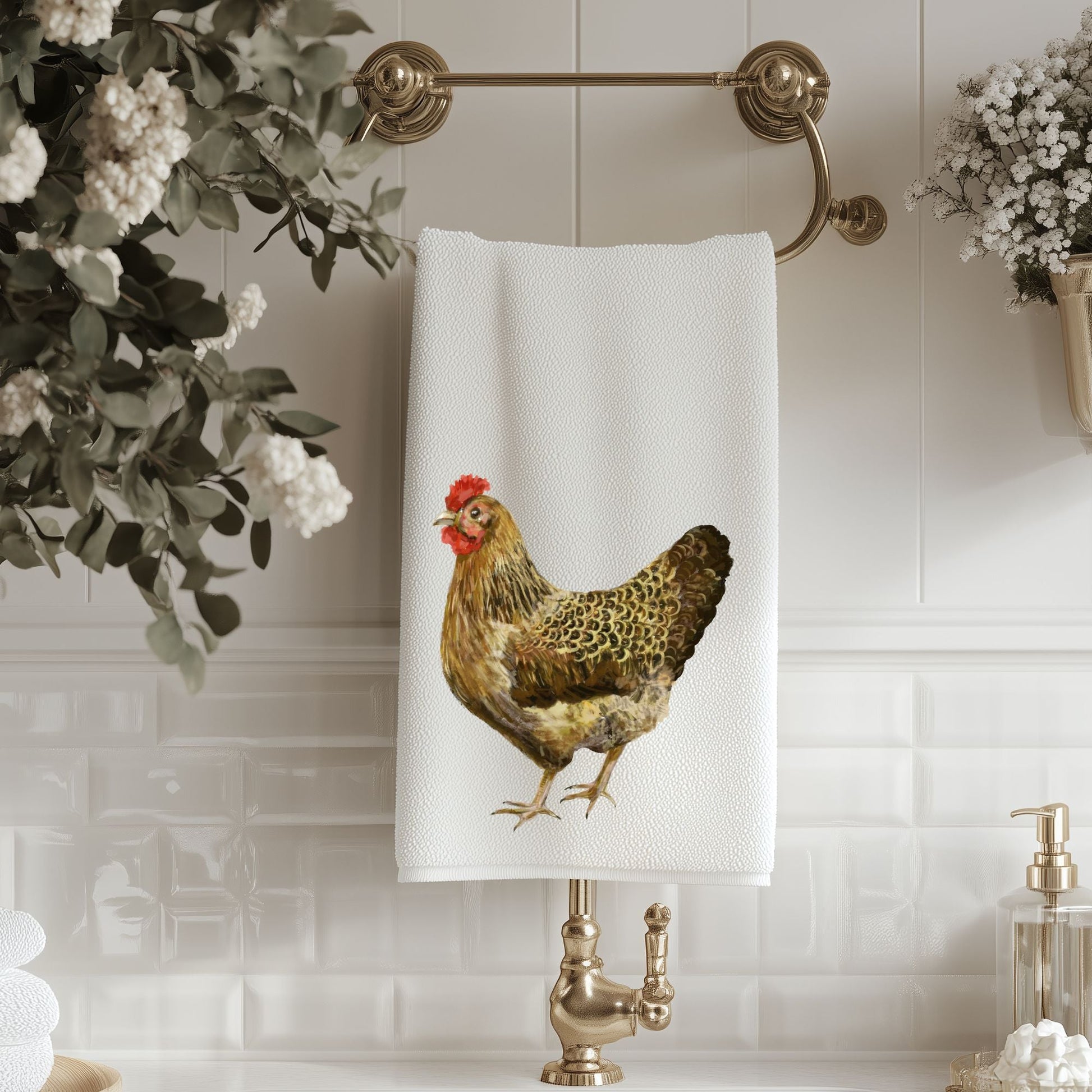 Brown Hen Bathroom Towel - MerikaArt