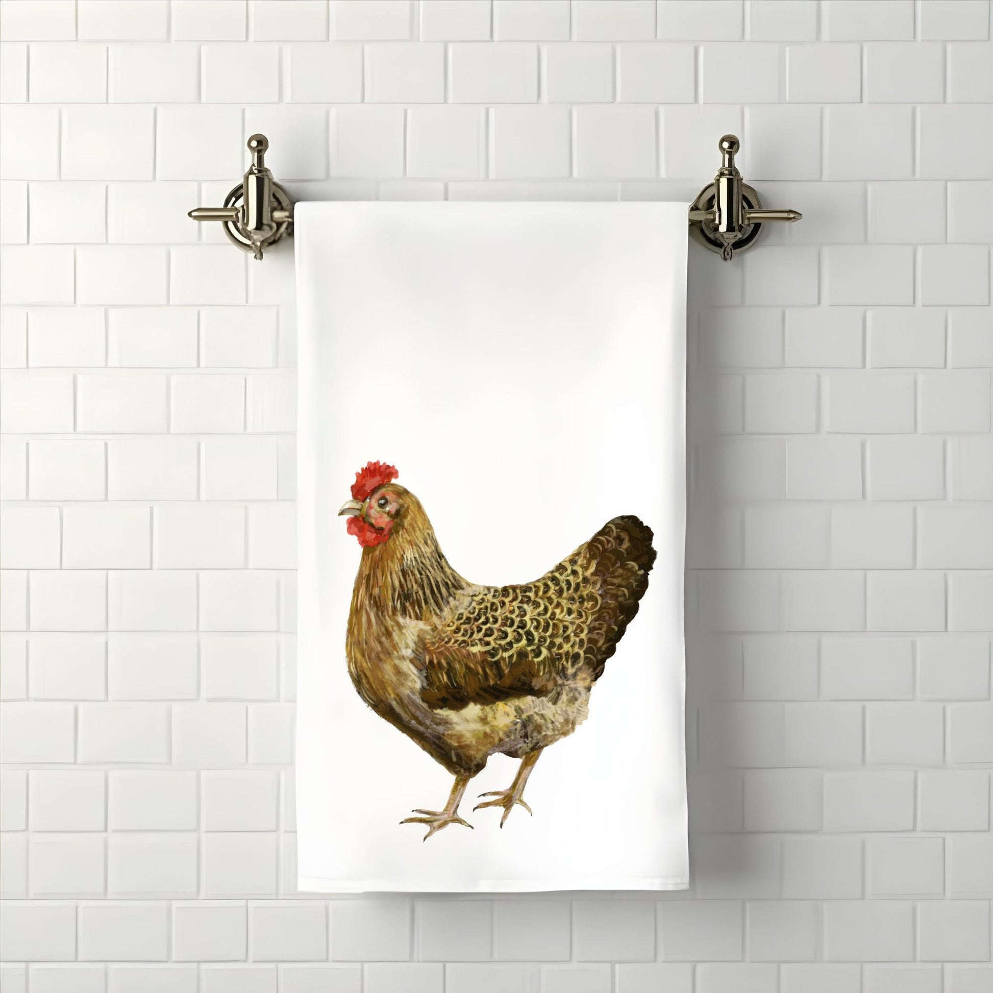Brown Hen Bathroom Towel - MerikaArt