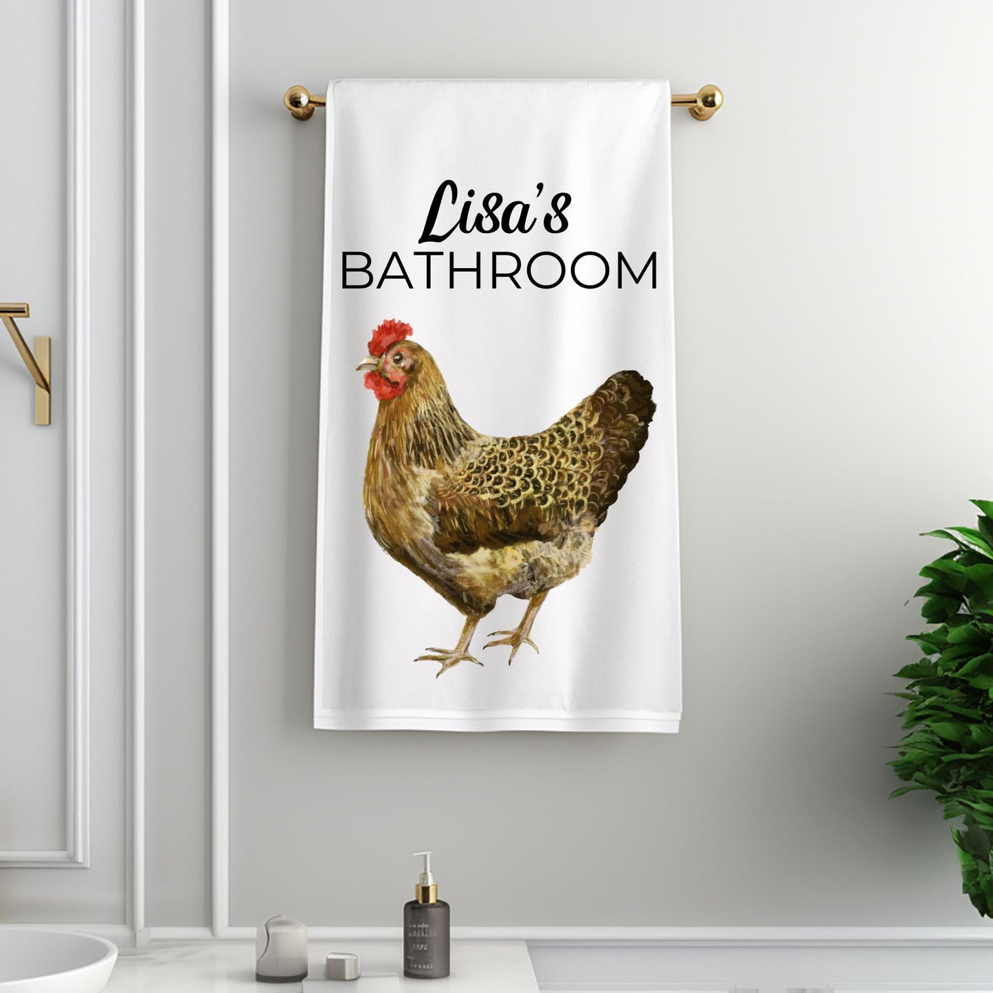 Brown Hen Bathroom Towel - MerikaArt
