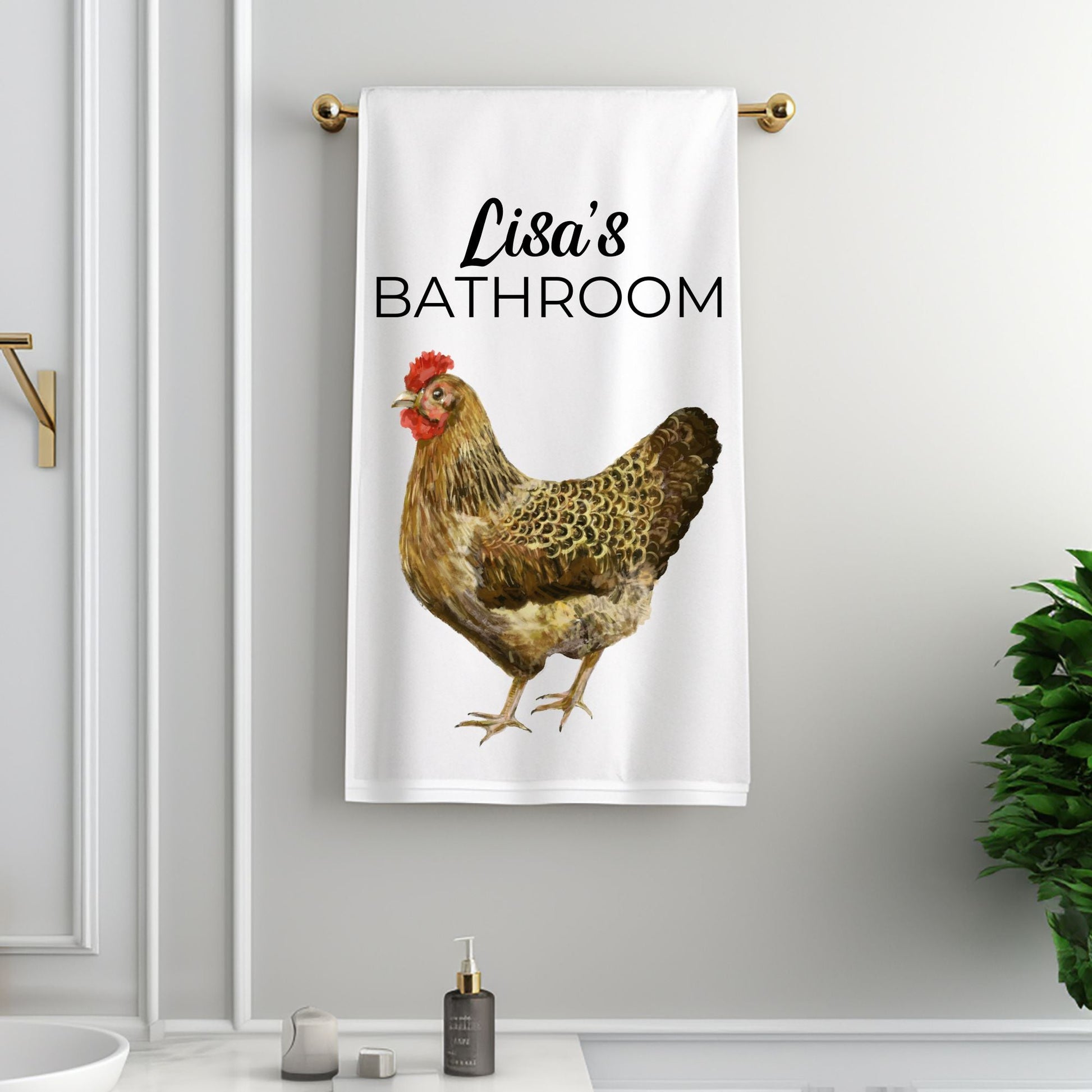 Brown Hen Bathroom Towel - MerikaArt