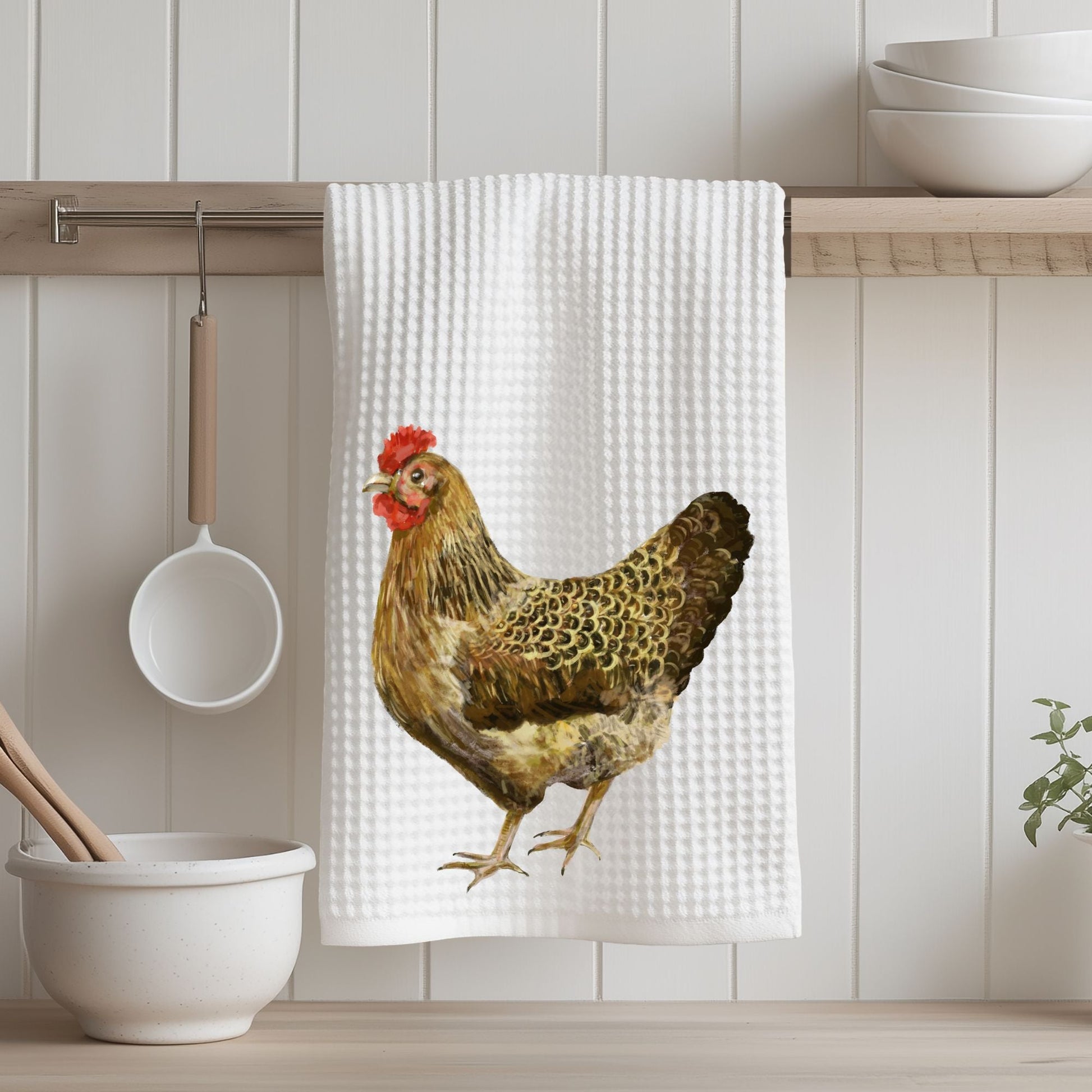 Brown Hen Kitchen Towel - MerikaArt