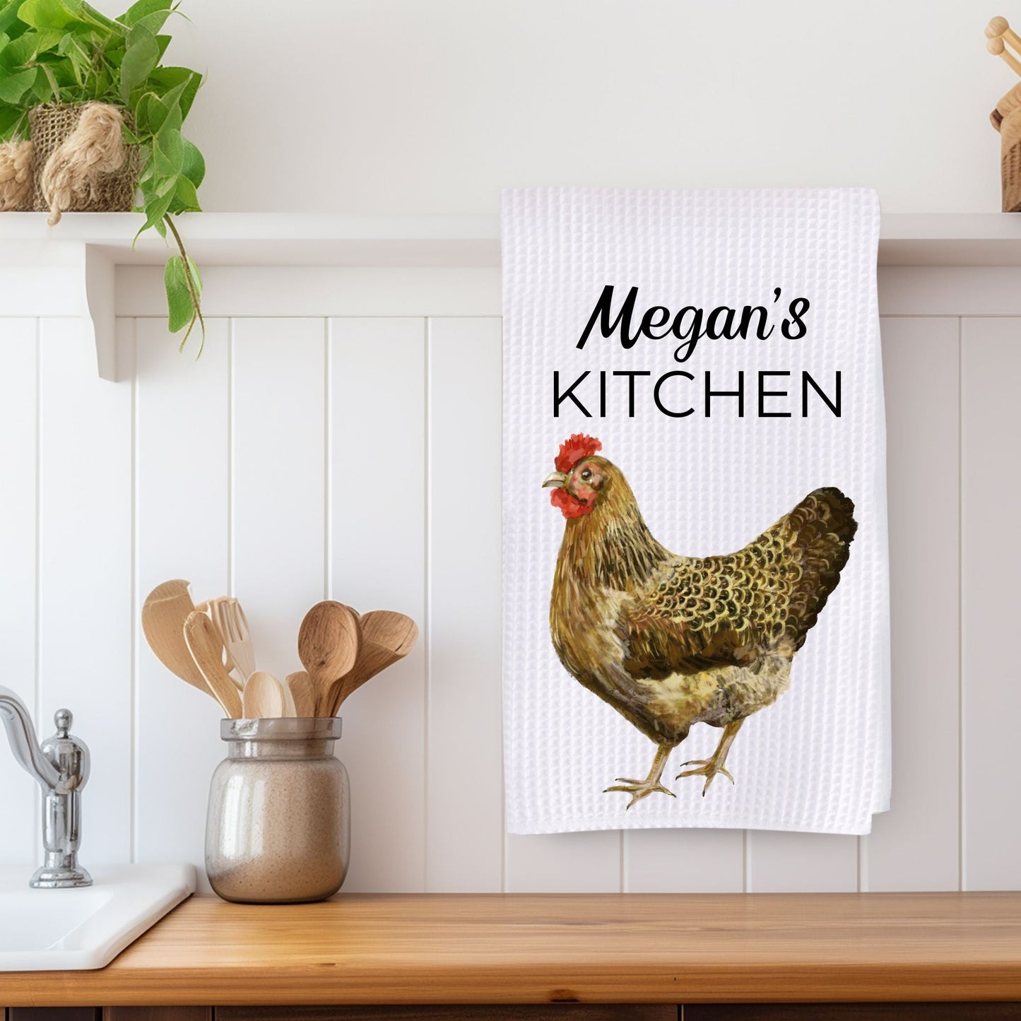 Brown Hen Kitchen Towel - MerikaArt