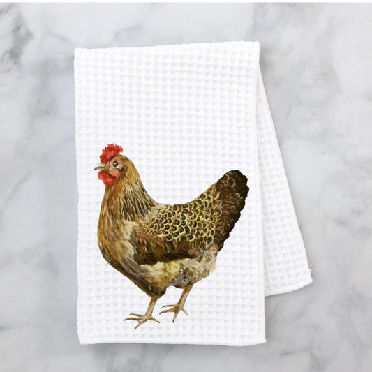 Brown Hen Kitchen Towel - MerikaArt