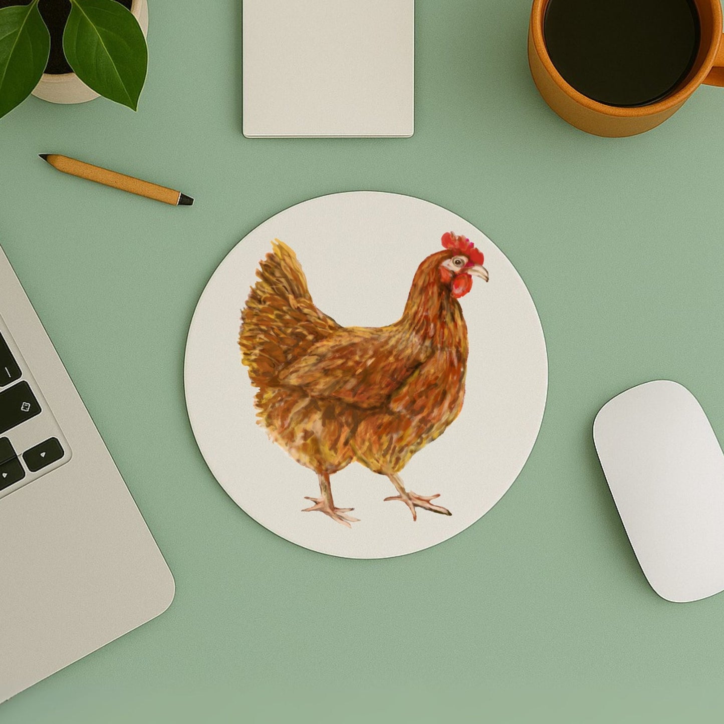 Brown Hen Mousepad - MerikaArt