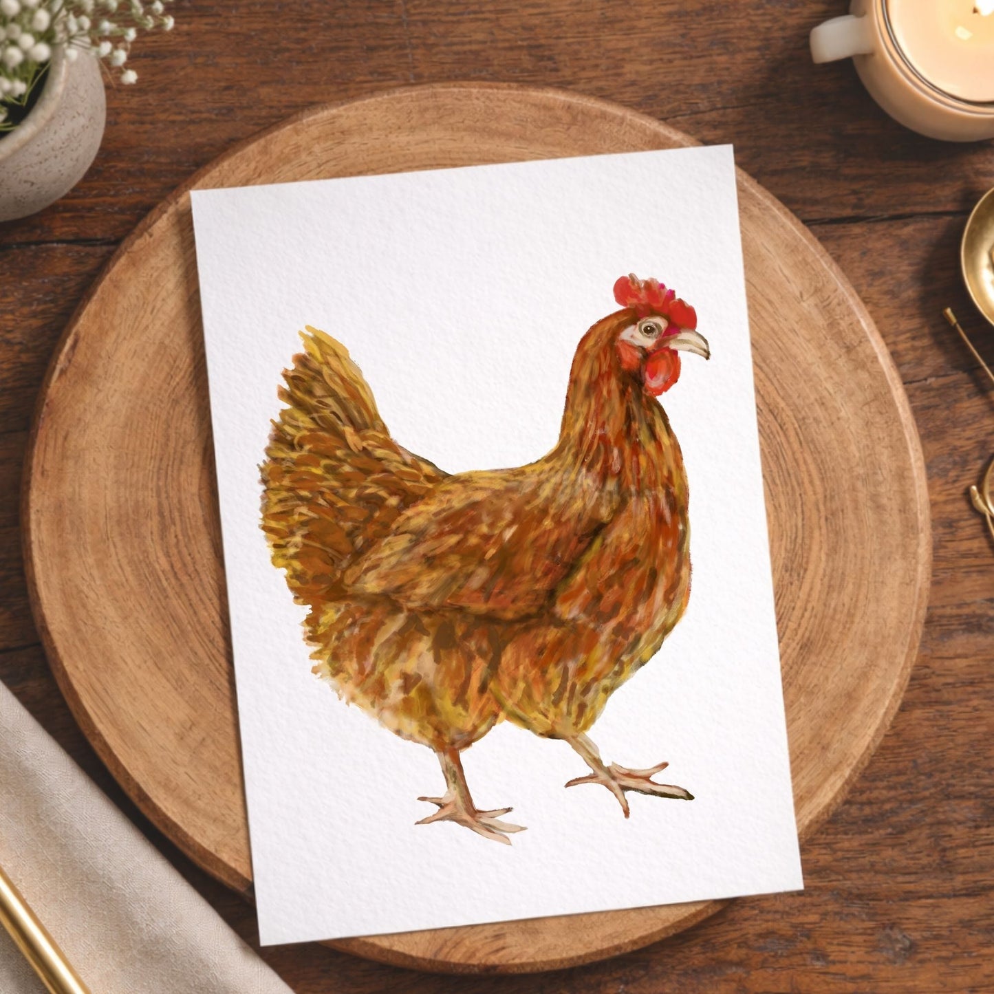 Brown Hen Postcard - MerikaArt