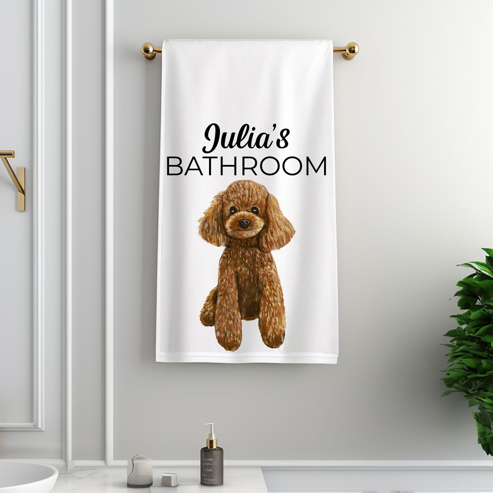 Brown Poodle Bathroom Towel - MerikaArt