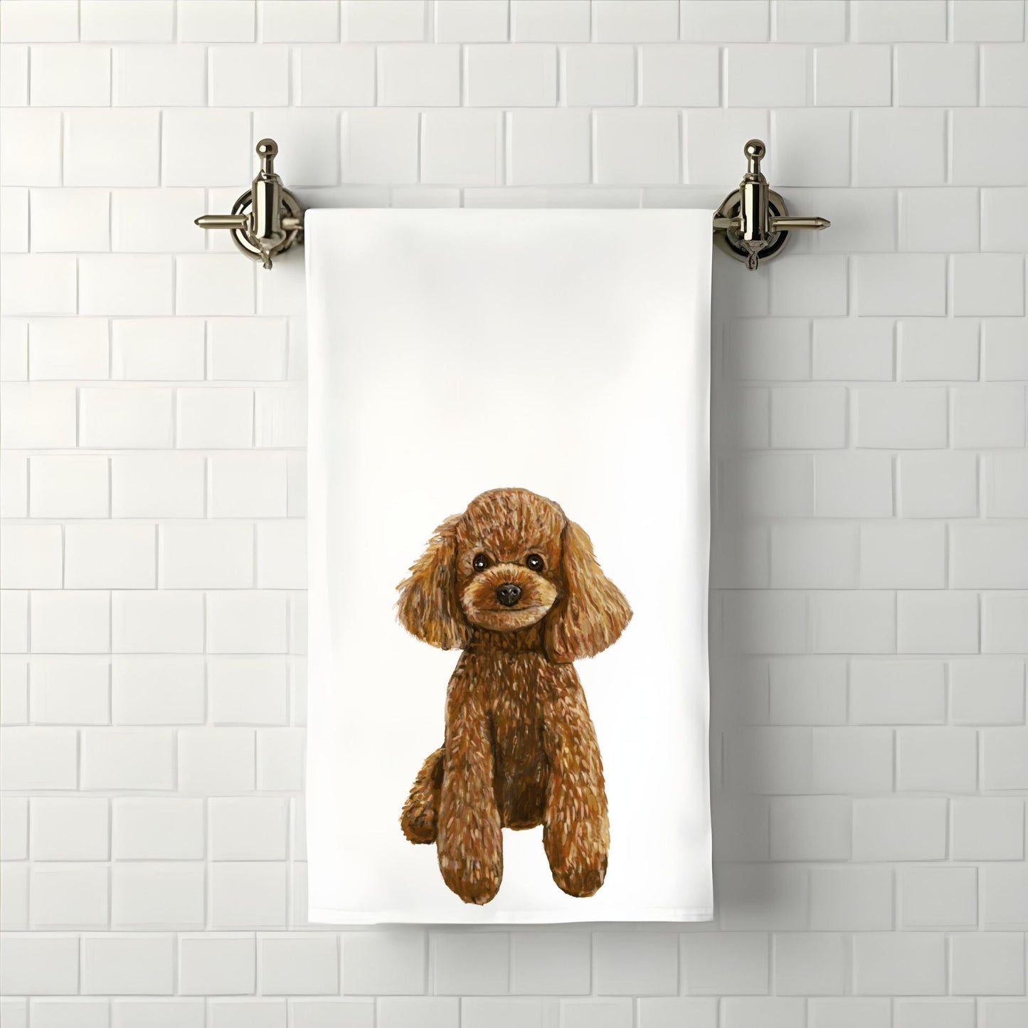 Brown Poodle Bathroom Towel - MerikaArt