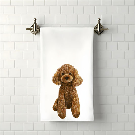 Brown Poodle Bathroom Towel - MerikaArt