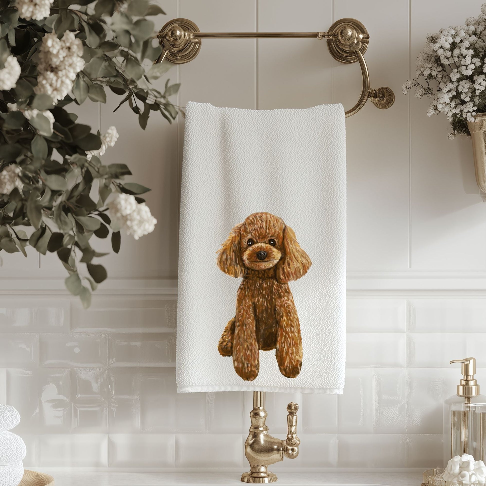 Brown Poodle Bathroom Towel - MerikaArt