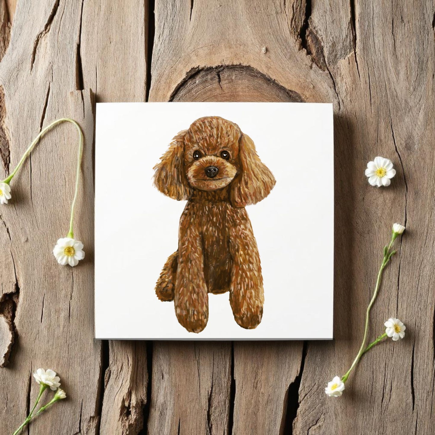Brown Poodle Ceramic Tile - MerikaArt