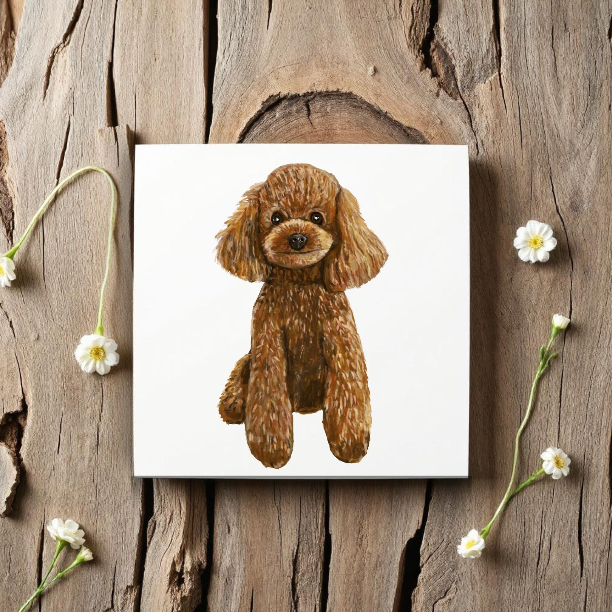 Brown Poodle Ceramic Tile - MerikaArt