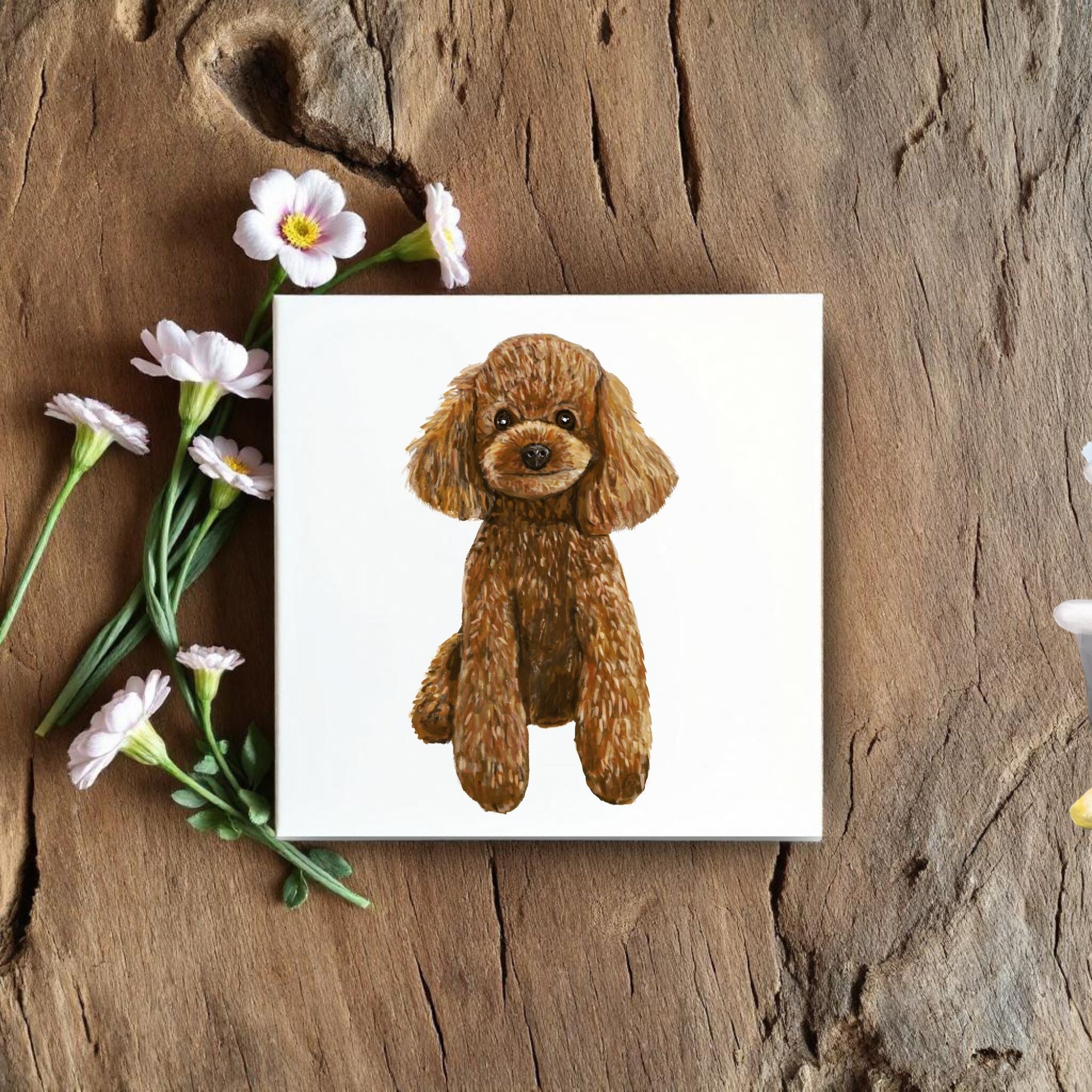 Brown Poodle Ceramic Tile - MerikaArt