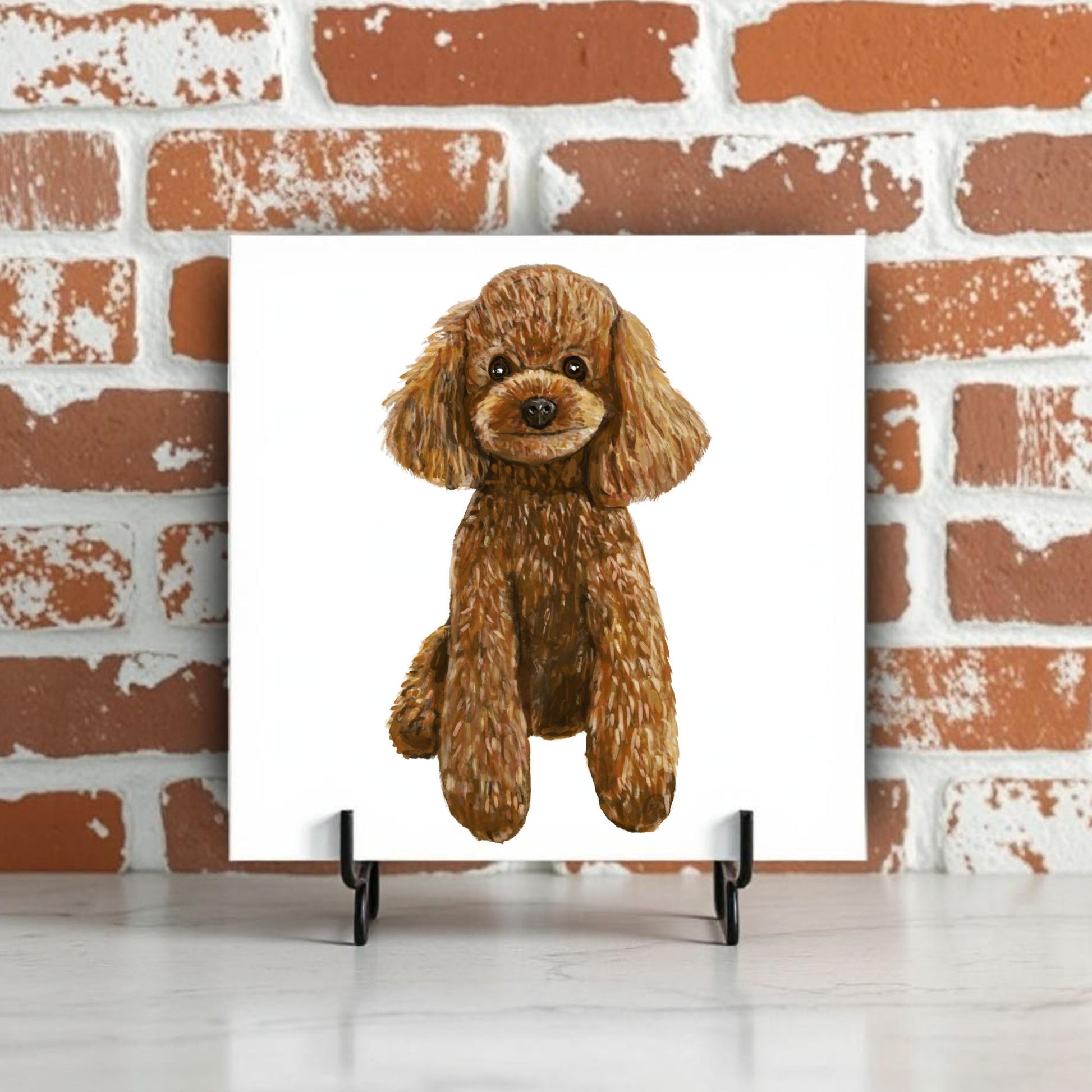 Brown Poodle Ceramic Tile - MerikaArt