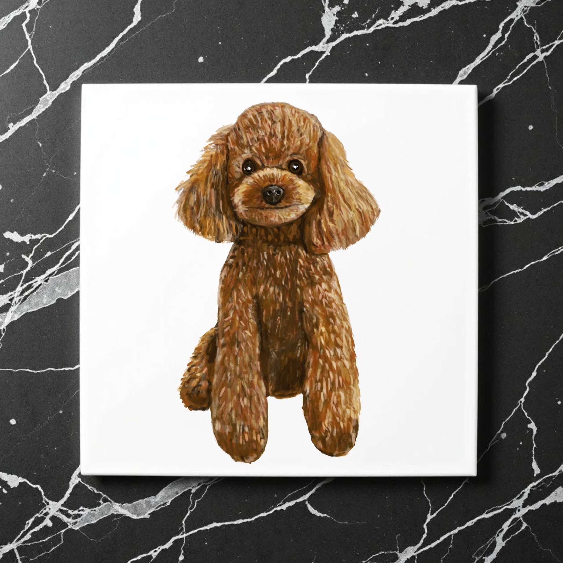 Brown Poodle Ceramic Tile - MerikaArt