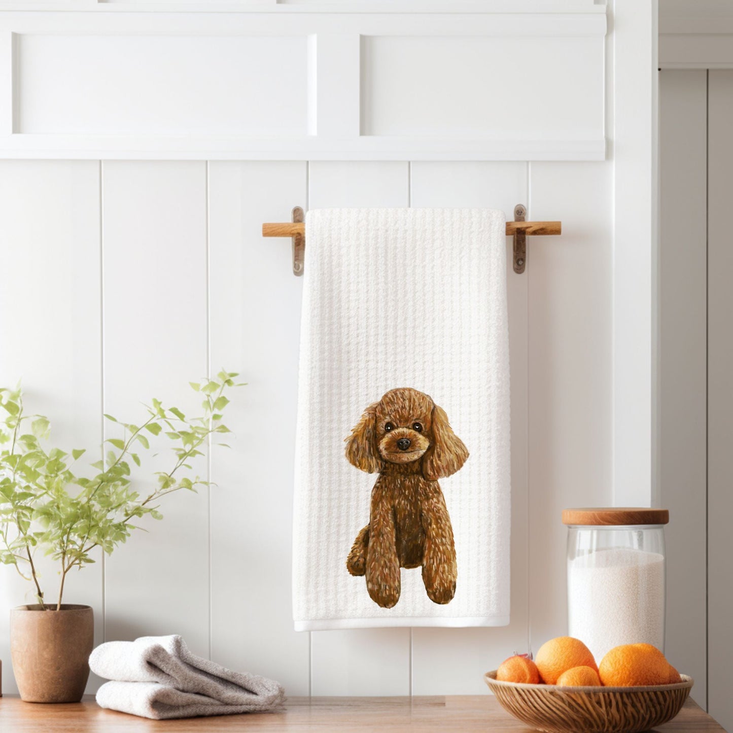 Brown Poodle Kitchen Towel - MerikaArt