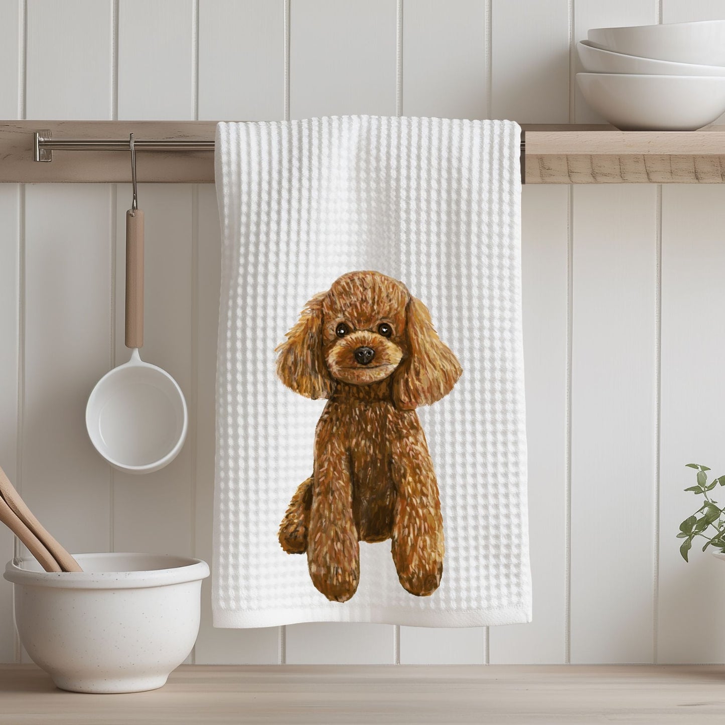 Brown Poodle Kitchen Towel - MerikaArt