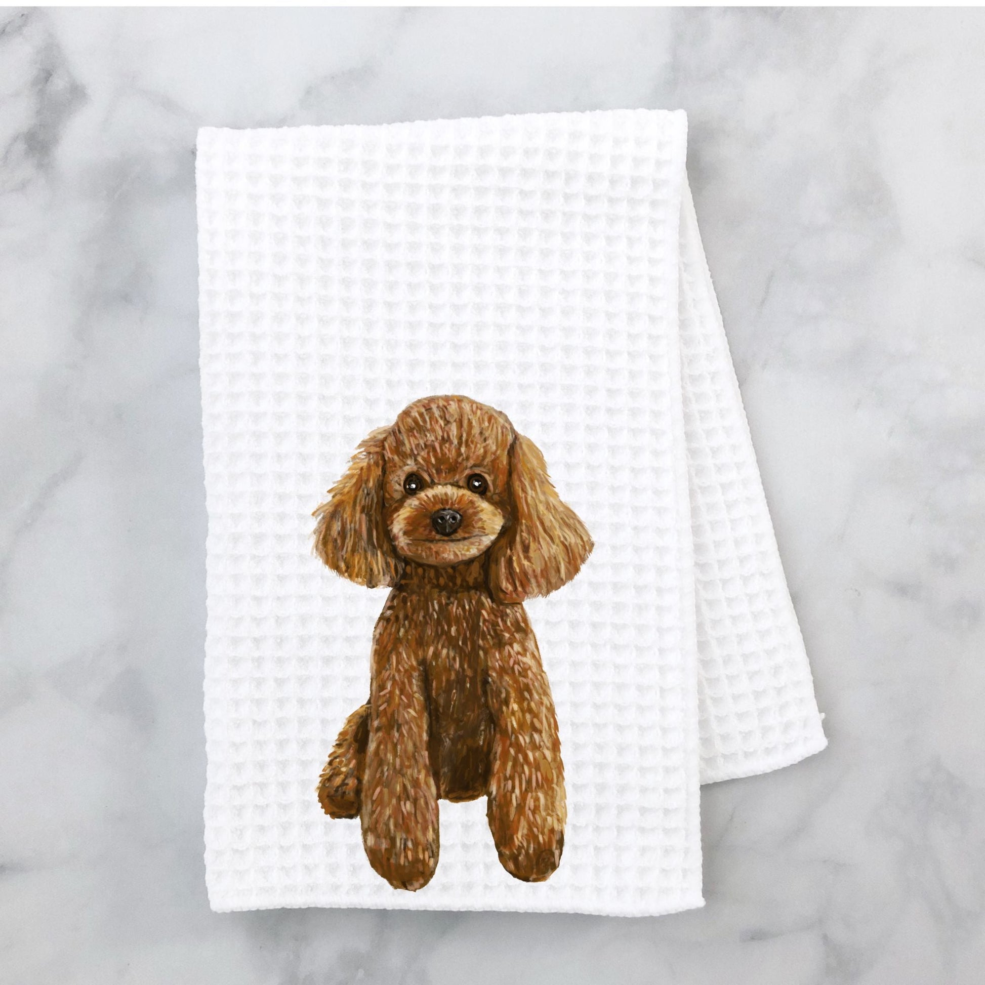 Brown Poodle Kitchen Towel - MerikaArt