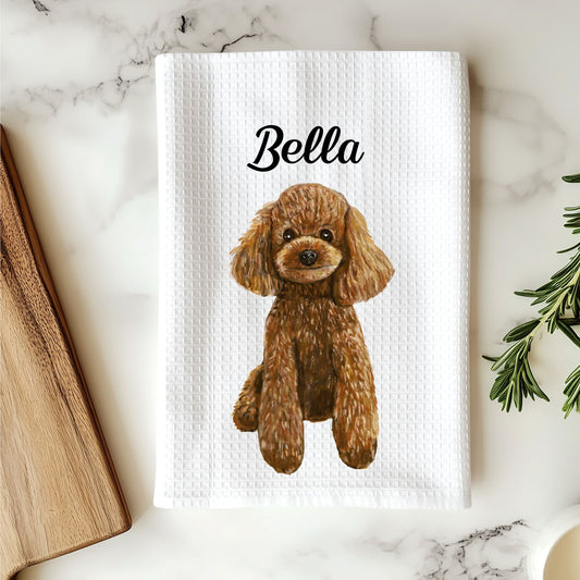 Brown Poodle Kitchen Towel - MerikaArt