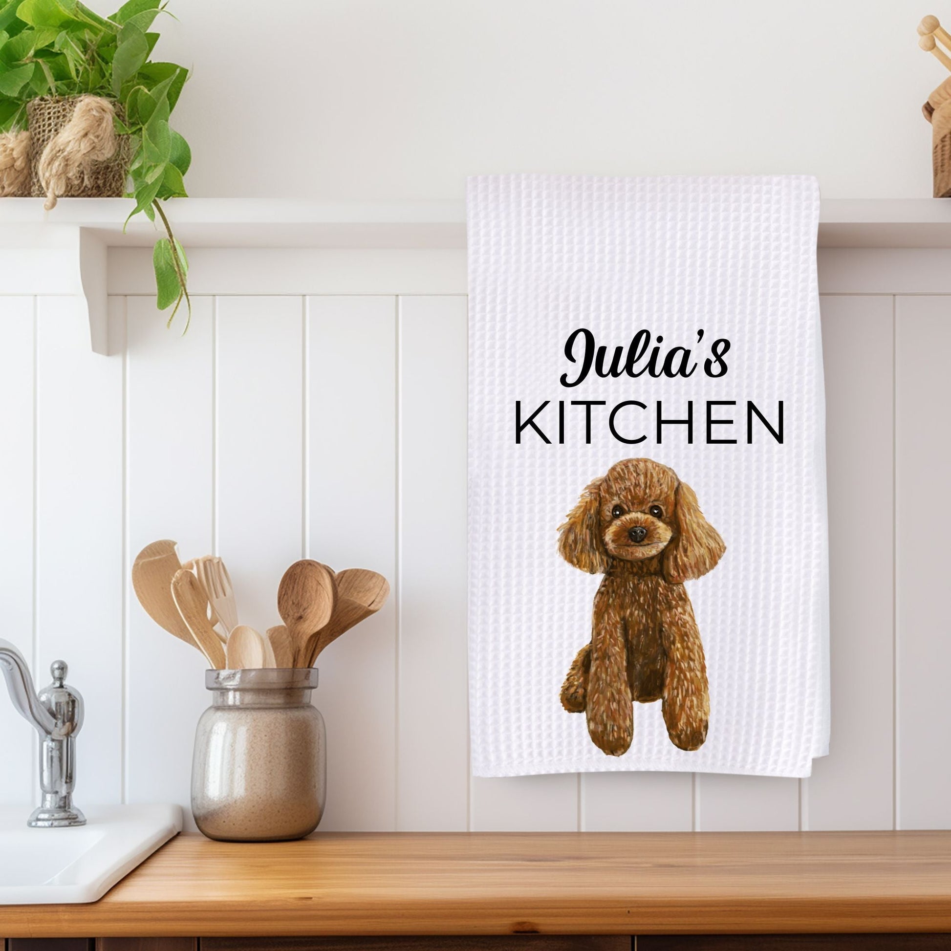 Brown Poodle Kitchen Towel - MerikaArt
