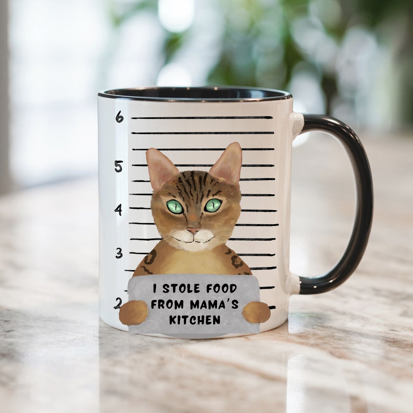 Brown Tabby Cat Mugshot Mug - MerikaArt
