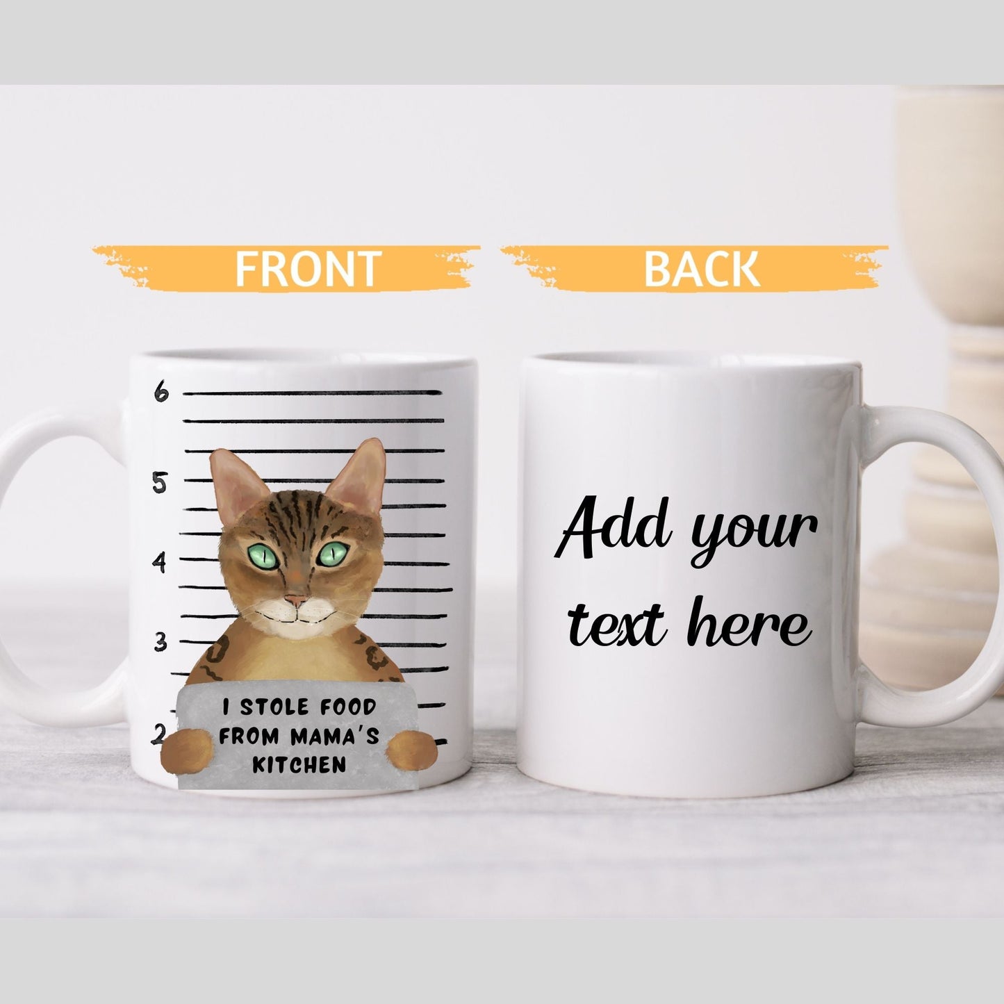 Brown Tabby Cat Mugshot Mug - MerikaArt