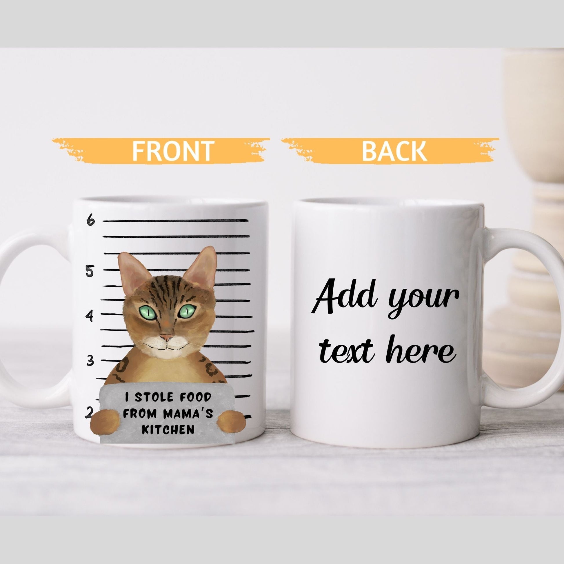 Brown Tabby Cat Mugshot Mug - MerikaArt