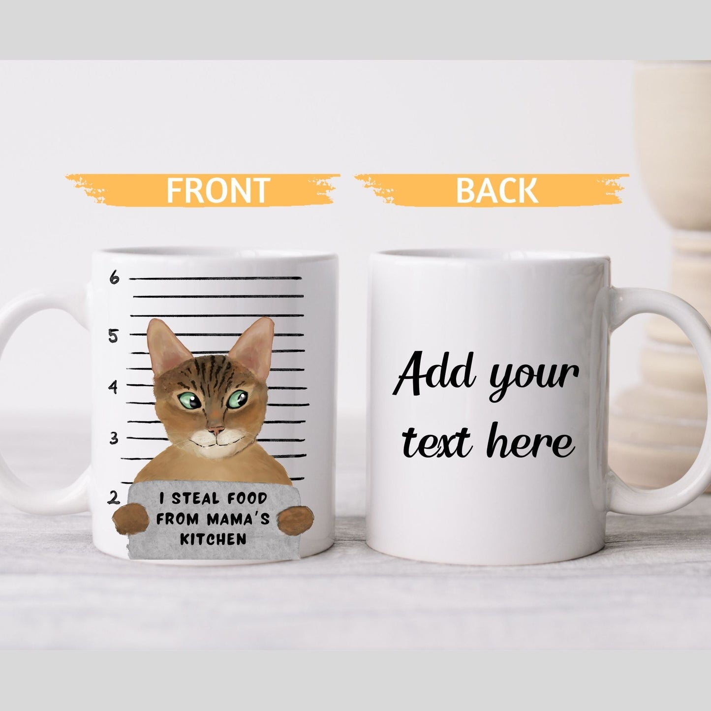 Brown Tabby Cat Mugshot Mug - MerikaArt