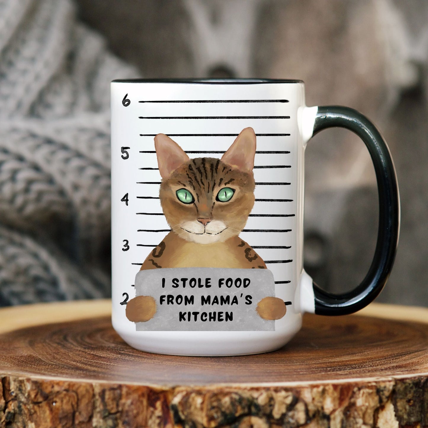 Brown Tabby Cat Mugshot Mug - MerikaArt