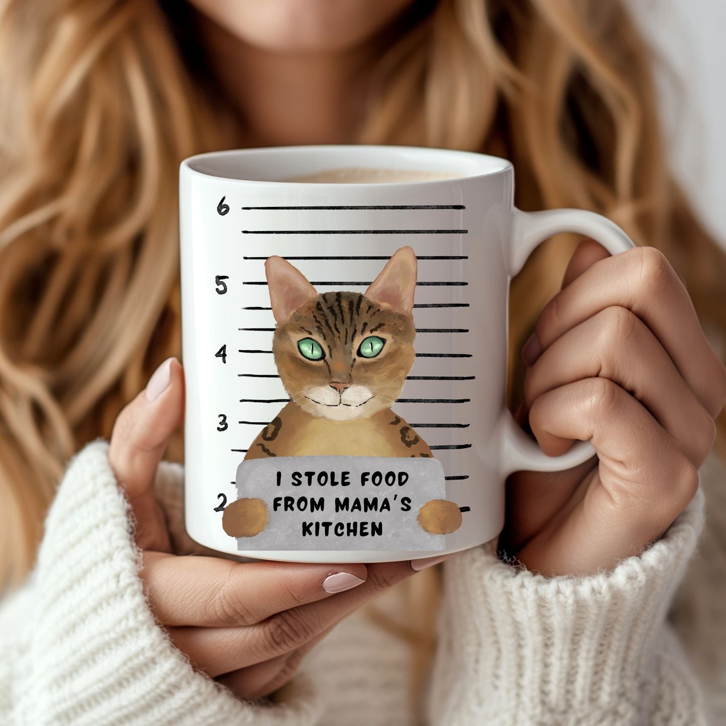 Brown Tabby Cat Mugshot Mug - MerikaArt