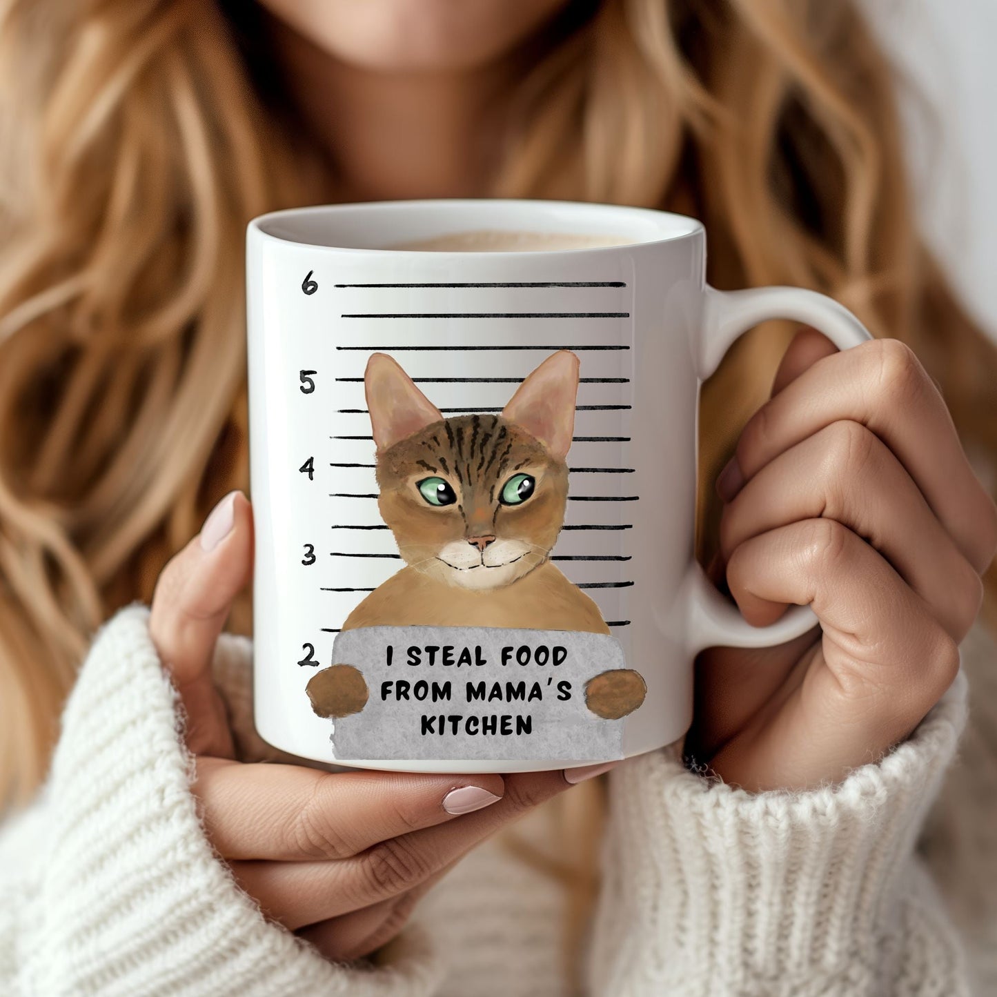 Brown Tabby Cat Mugshot Mug - MerikaArt