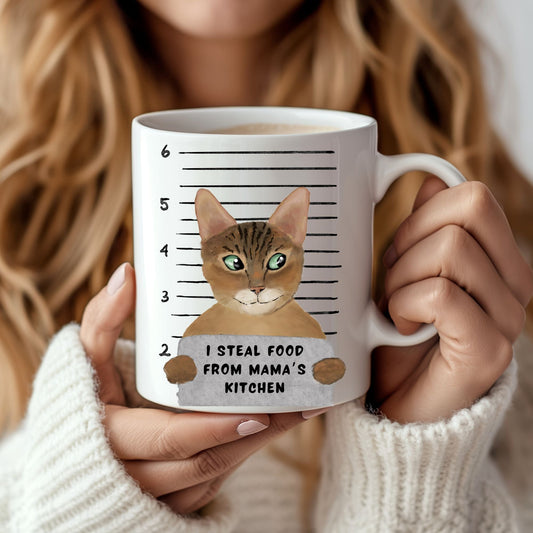 Brown Tabby Cat Mugshot Mug - MerikaArt
