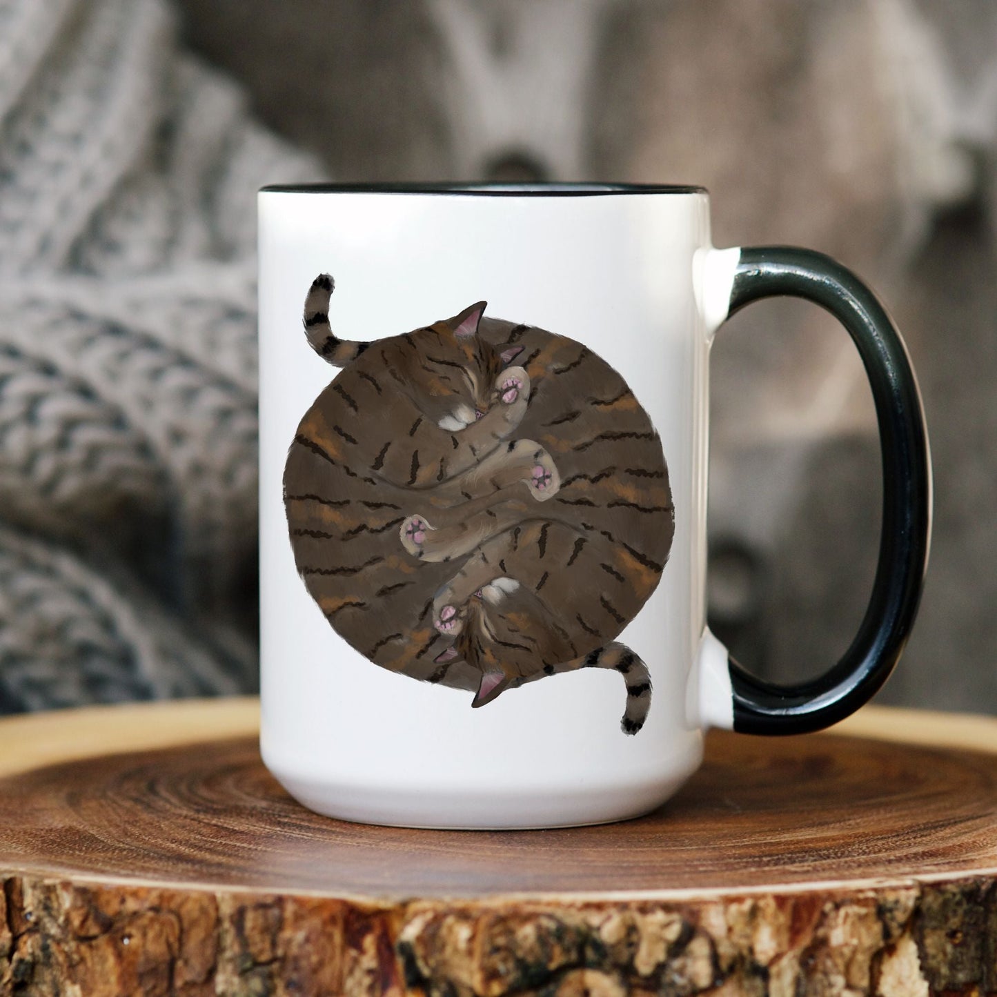 Brown Tabby Sleeping Cats Mug - MerikaArt