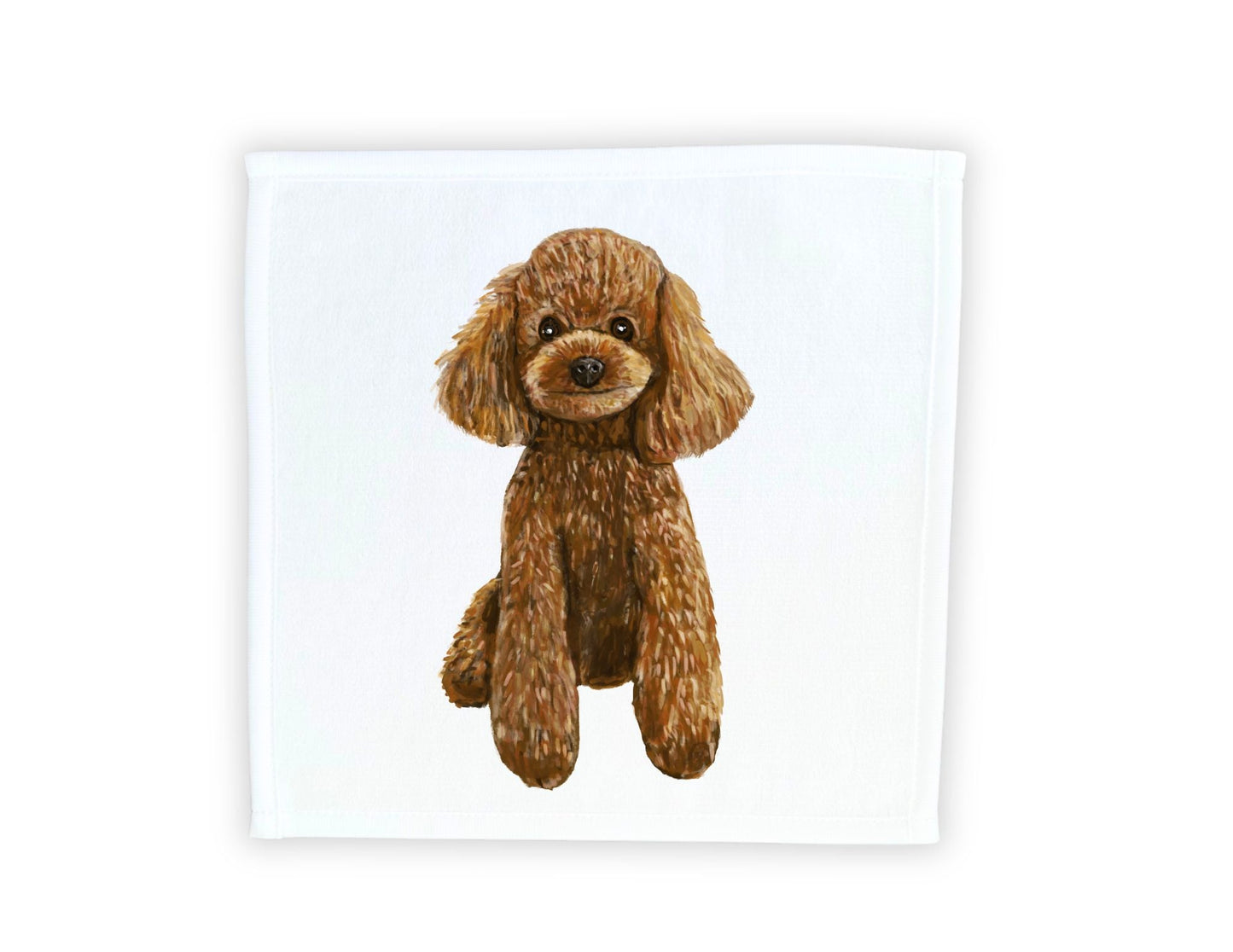 Brown Toy Poodle Washcloth - MerikaArt