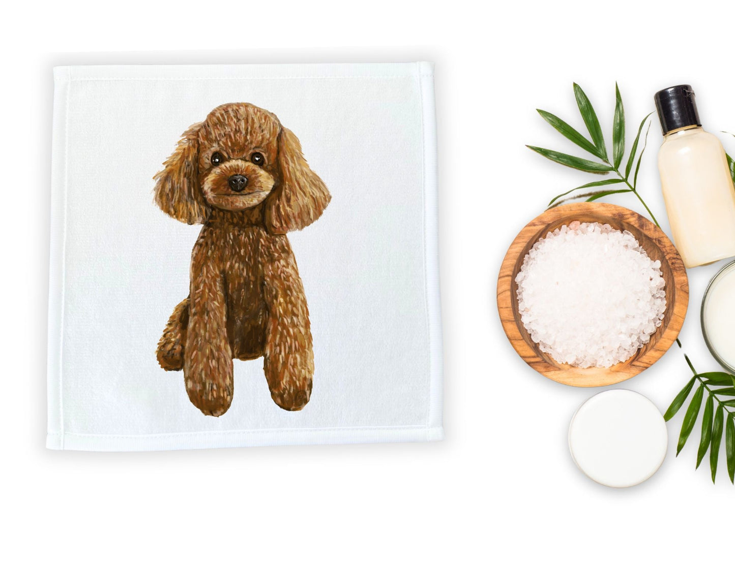 Brown Toy Poodle Washcloth - MerikaArt